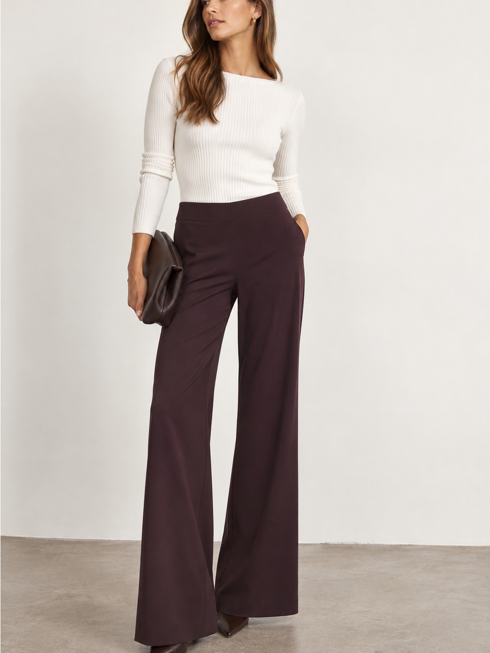 Ralph Lauren Black Label Wool Wide Leg Pants Plum Size 4 🟫